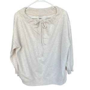 Aerie Sweater Womens Small Oatmeal Adjustable Neck Drawstring Long Sleeve